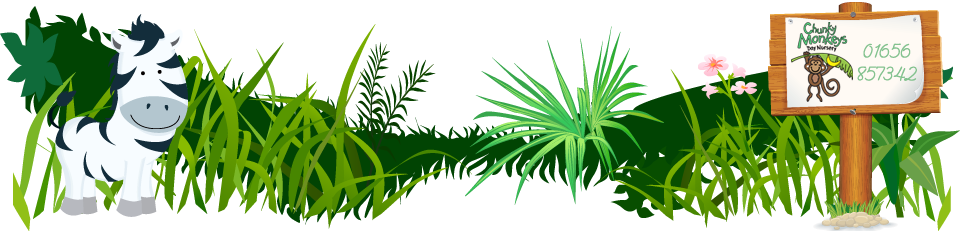 Cartoon grass with a zebra and sign graphic