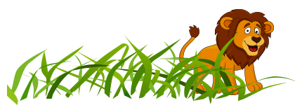 Cartoon grass with lion graphic